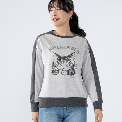 わちふぃーるど ほおづえダヤン ミニ裏毛トレーナー