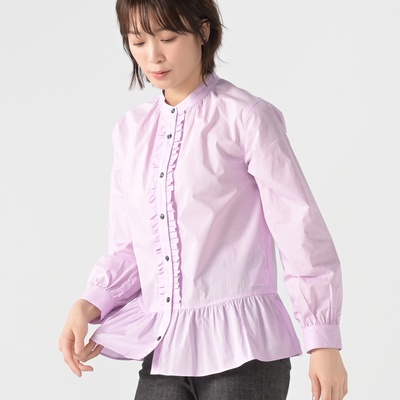 BOBSON SunSister バンドカラーフリルブラウス