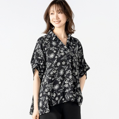 ModdedAnce タックスリーブフラワープリントシャツ