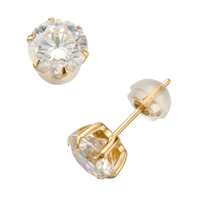 18KYG 合成モアッサナイト スタッドピアス 計2.0ctUP