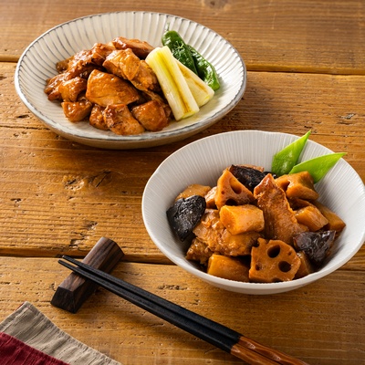 鶏と根菜のうま煮&やきとり計6袋