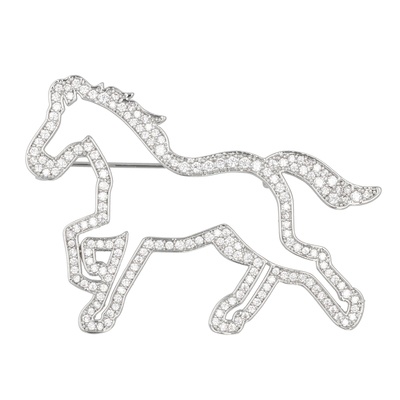  JinkaNezu キュービックジルコニア グローリーホース ブローチ - 751854