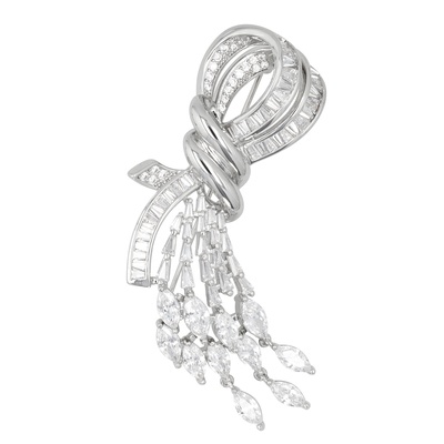  JinkaNezu キュービックジルコニア エタニティノット ブローチ - 751861