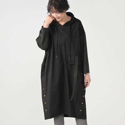 KawaiOkada アシンメトリー切替フード付きワンピース