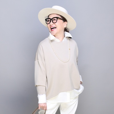 ANNE COQUINE ダンボールニットボートネックプルオーバー