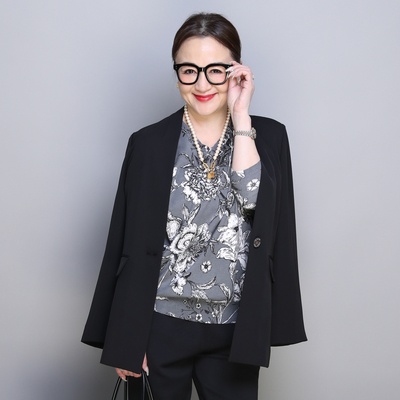  ANNE COQUINE ストレッチノーカラーシングルジャケット - 752119