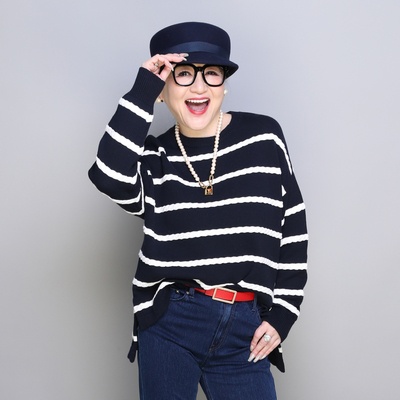  ANNE COQUINE ロープ編みボーダーニットプルオーバー - 752127