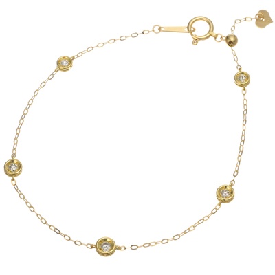 18KYGダイヤモンドステーションブレスレット 計0.15ctUP