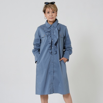  MASAGO ストレッチコットン混フリルワンピース - 752321