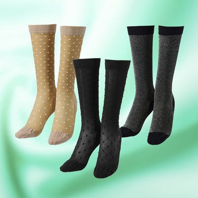 ジャヴィ 足底綿UVシースルー着圧ソックス3足セット[抗菌]