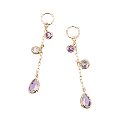 10K アメシスト&ホワイトトパーズステーション ピアリングチャーム