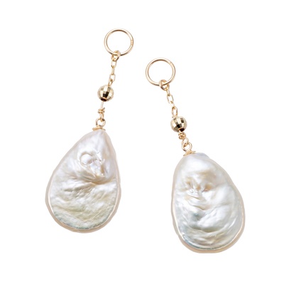 10K ファンシードロップ淡水パール ピアリングチャーム