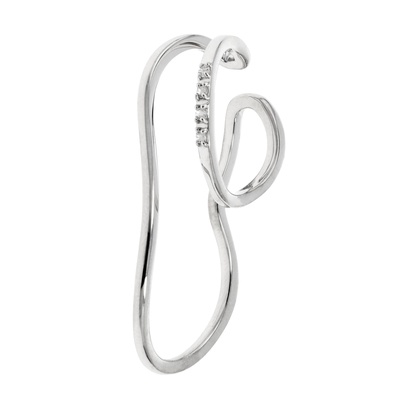 シルバー925ホワイトトパーズダブルリング片耳用イヤーカフ