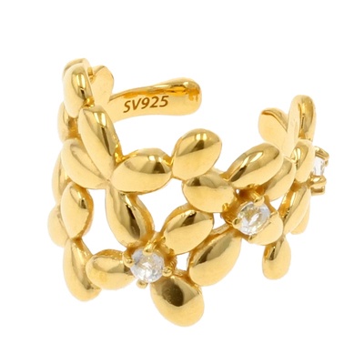 シルバー925ホワイトトパーズミモザ片耳用イヤーカフ