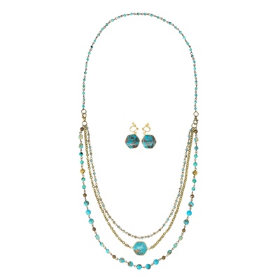 TarTar ターコイズカラーネックレス&イヤリング/ピアス[アデラ]