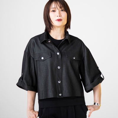 PCD ベルスリーブターンバック機能付きショートブルゾン