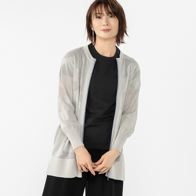 SUPERLADY イナズマエンブロイダリーメッシュカーディガン