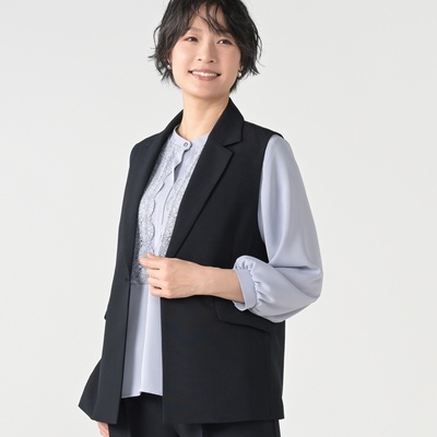 Beauty Fit 洗える衿付きジレ