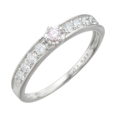 ピンク&Dカラーダイヤモンド PT リング 0.05ctUP