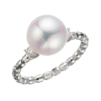 PT アコヤ真珠&ダイヤ ストレッチリング9.0mm 天女