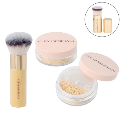  クリアミネラルズ100%ミネラルファンデーション2個&ブラシセットP付 - 752745