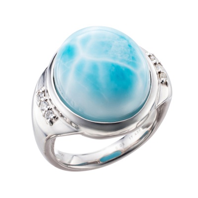 シルバー925 ラリマー リング 14ctUP 鑑別書付