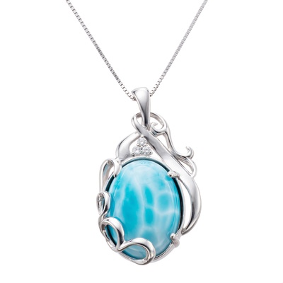 シルバー925 ラリマー ペンダント 25ctUP 鑑別書付