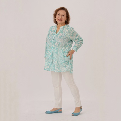 Makana na Kathy 麻混 デンファレプリントのジャケット