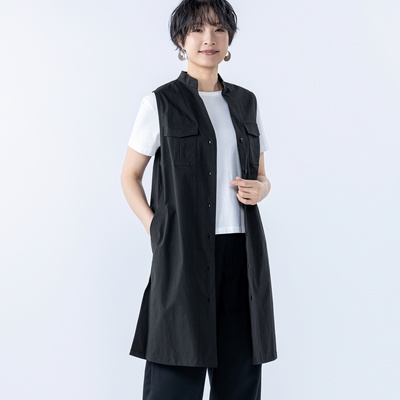 day to day スタンドカラーサファリポケットジレ