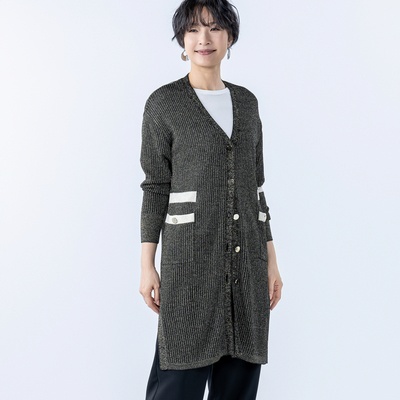 day to day ラメ入り針抜きシアーニットカーディガン