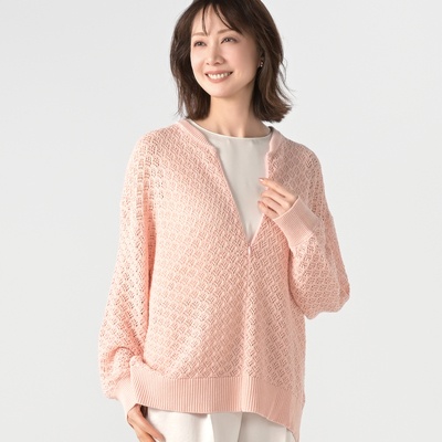 eM by Emma Taylorフロント2WAY柄編ニットプルオーバー