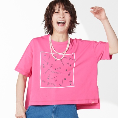 KiKKi ハンカチーフ風プリント半袖Tシャツ