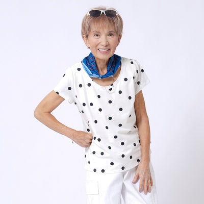 KawaiOkada クリア-ベア天竺ドットプリントTシャツ