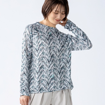 calma サファリヘリンボーン柄 サラサラシリーズ プルオーバー