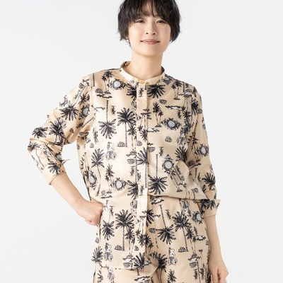 MASAGO プリント無地ロングブラウス