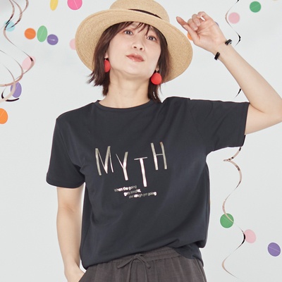 Coeur sucre カラー箔ロゴプリントTシャツ