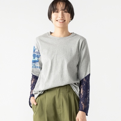 Wornique レース切り替えTシャツ