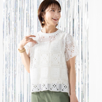 Provador パッチワーク刺繍レースプルオーバー