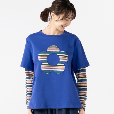  PERSONS レイヤード風袖ボーダーTシャツ - 753423