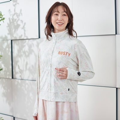 RUSTY 接触冷感リバースプリントジップブルゾン
