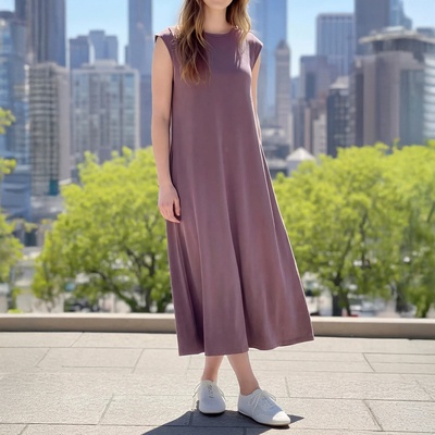 Provador コットンタッチ ストレッチジャージーノースリワンピース