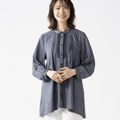 タカシマヤスタイルプリュ 刺しゅう入りデニムブラウス