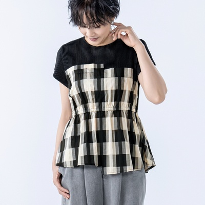 SPECCHIO シャトルプリーツフリーサイズビスチェ切替トップス