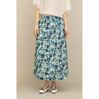 FEE CERISE グラデーションフラワー柄プリントフレアースカート