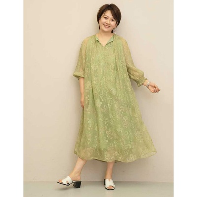 FEE CERISE モダンフラワー柄ジャカードワンピース