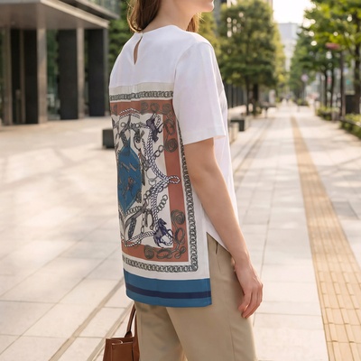 Oh My Tailor スカーフプリント切り替えプルオーバー