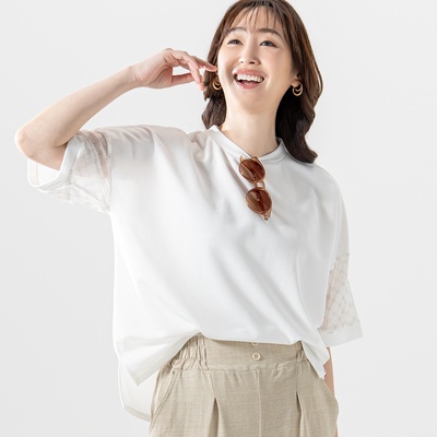 marie claire/bis UV シアースリーブオーバーTシャツ