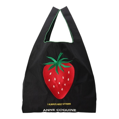 ANNE COQUINE フルーツ柄サテン刺繍エコバッグ