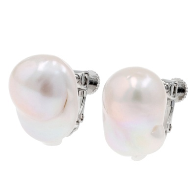 オーロラリップル真珠大粒バロック スタッドイヤリング/ピアス