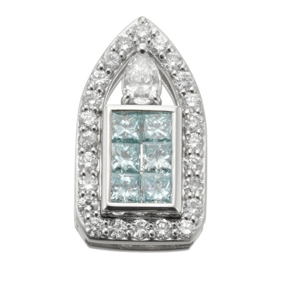 PT950アイスブルーダイヤモンドペンダントヘッド計0.4ctUP